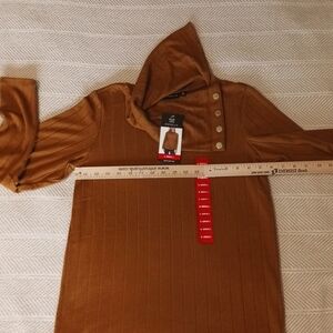 Rafaella Cowl Neck Top With Metal Faux Buttons